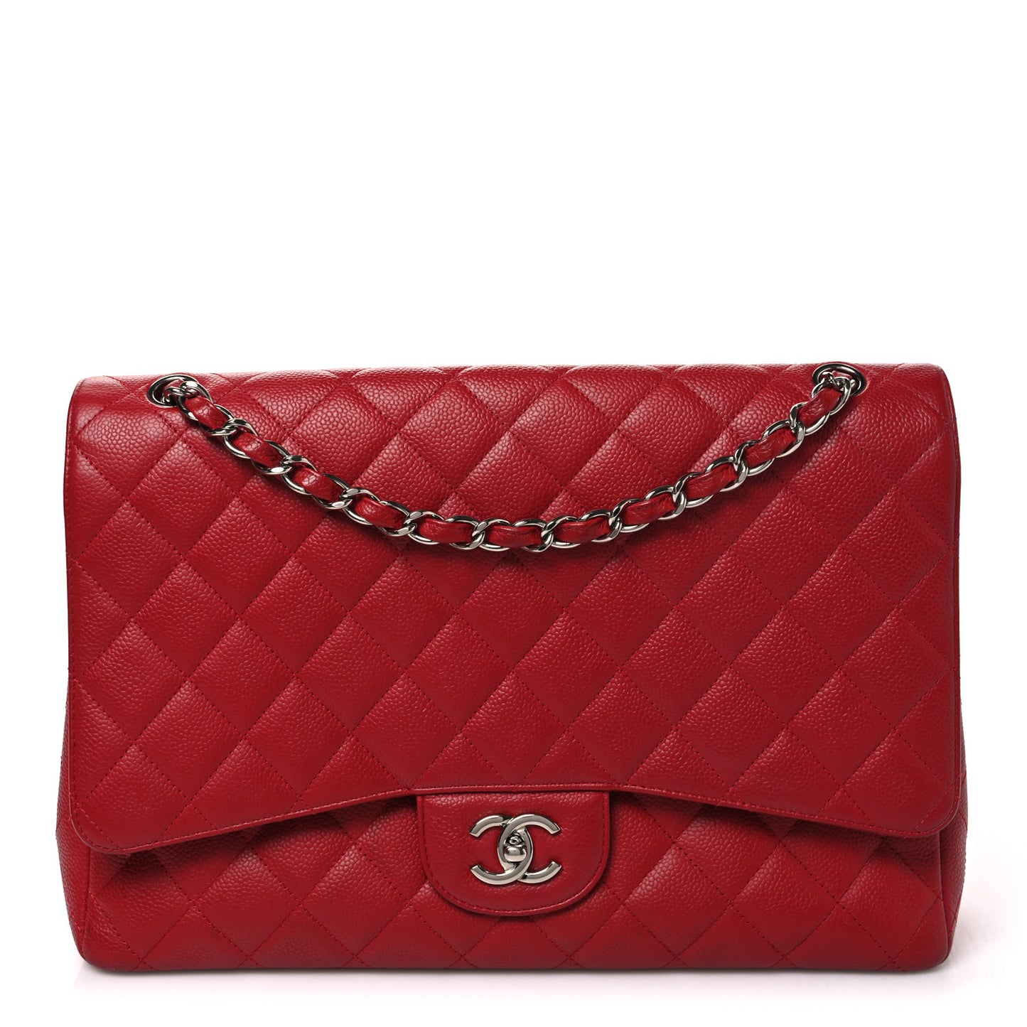 Caviar Quilted Maxi Single Flap Red