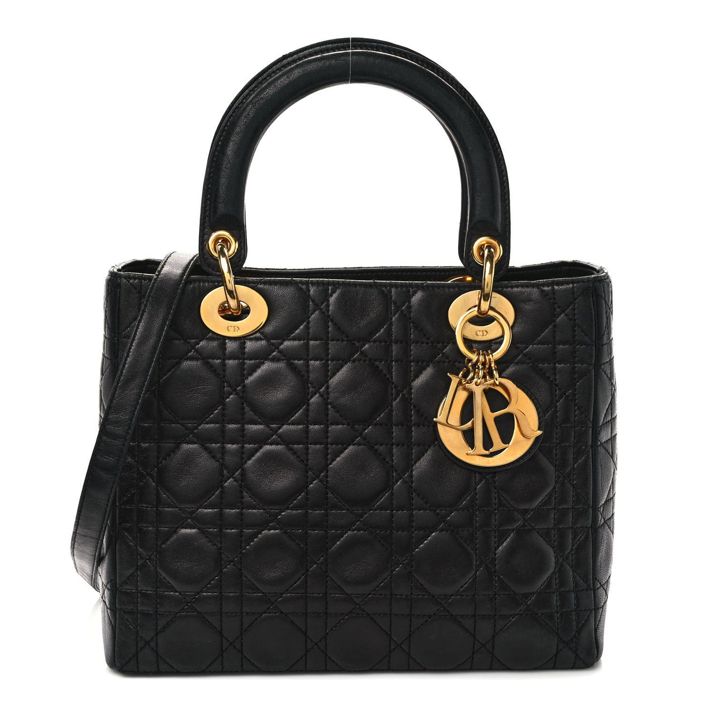 Lambskin Cannage Medium Lady Dior Black