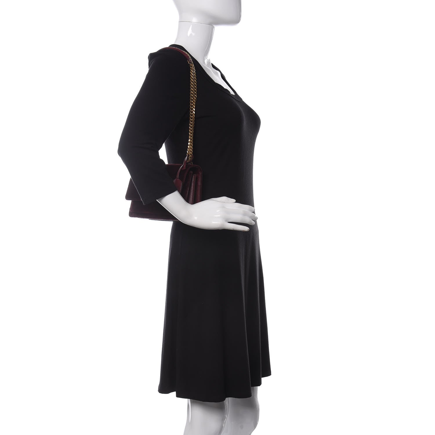 Saint Laurent Velvet Small Monogram Sunset Burgundy 2 of 11