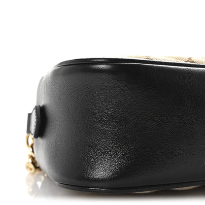 Gucci Monogram Matelasse Diagonal Small GG Marmont Chain Shoulder Bag Beige Black 9 of 10