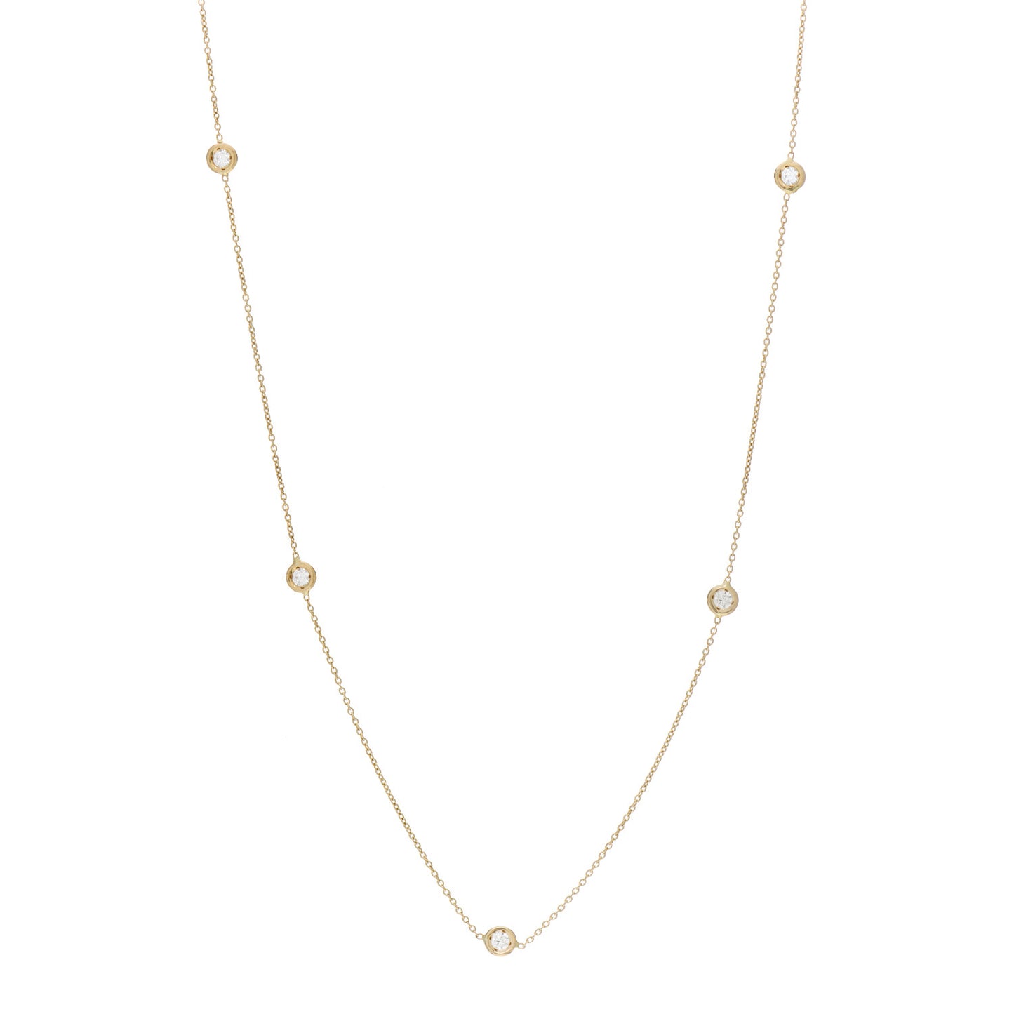 18K Yellow Gold Diamond .25ct Diamonds By The Inch Five Station Necklace