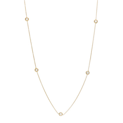Roberto Coin 18K Yellow Gold Diamond .25ct Diamonds By The Inch Five Station Necklace 1 of 5