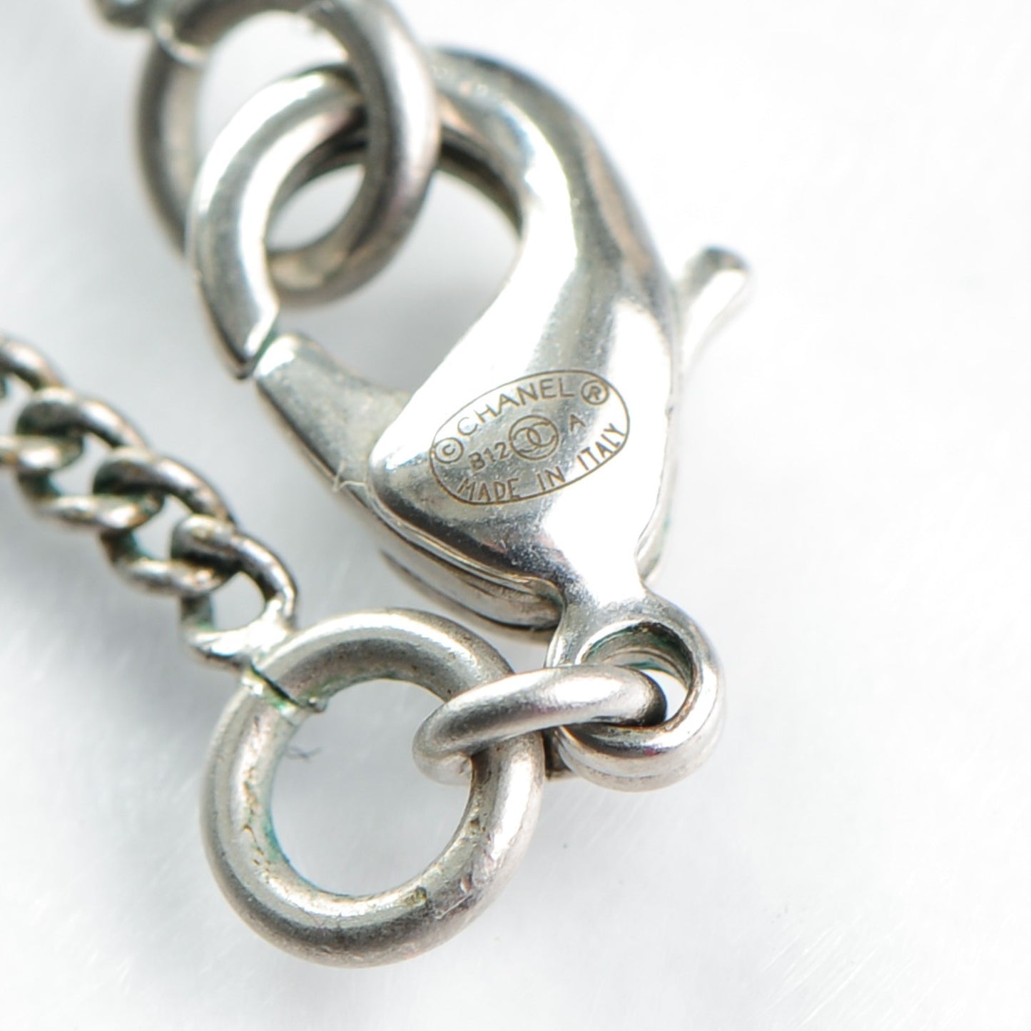 Enamel CC Necklace Black Silver