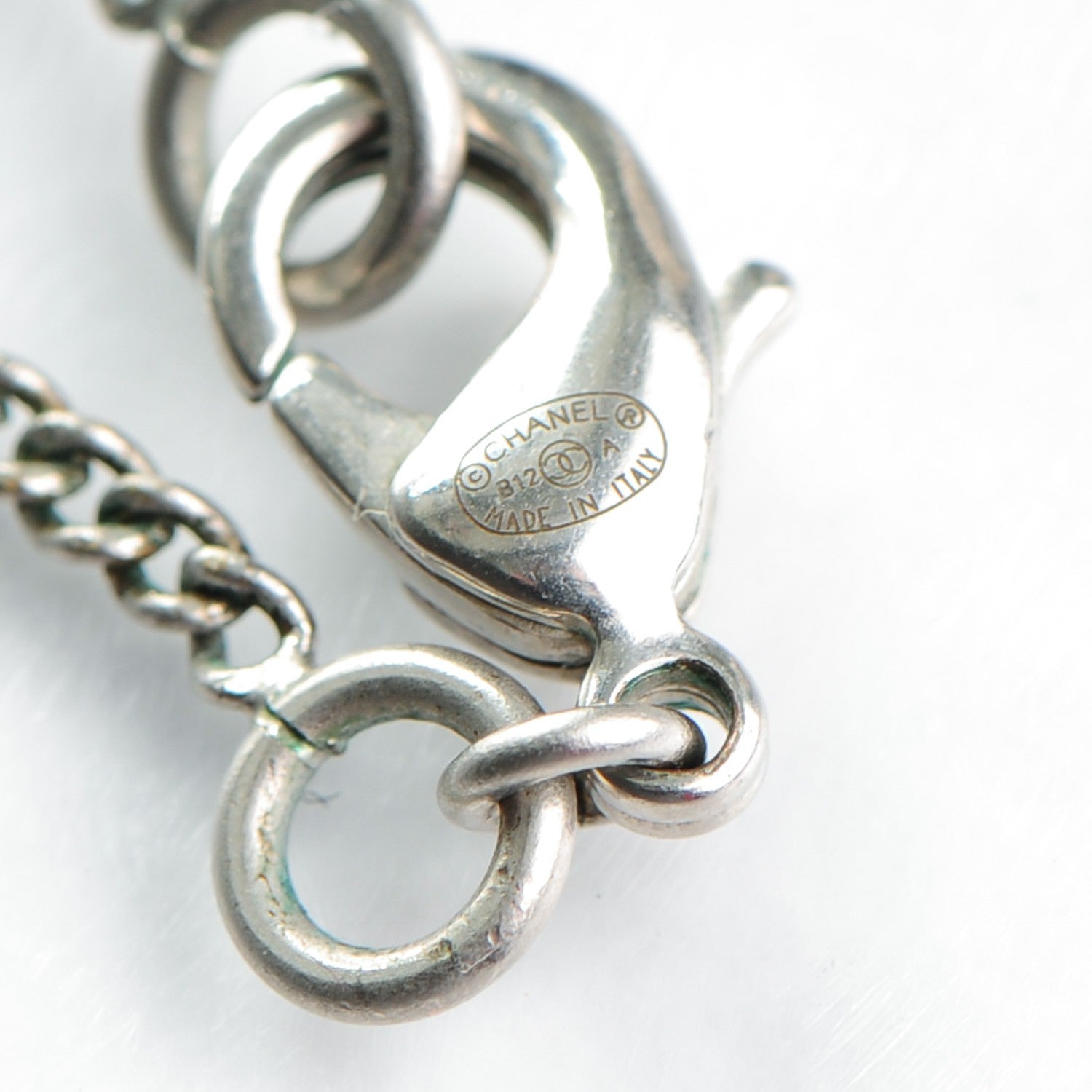 Chanel Enamel CC Necklace Black Silver 4 of 5