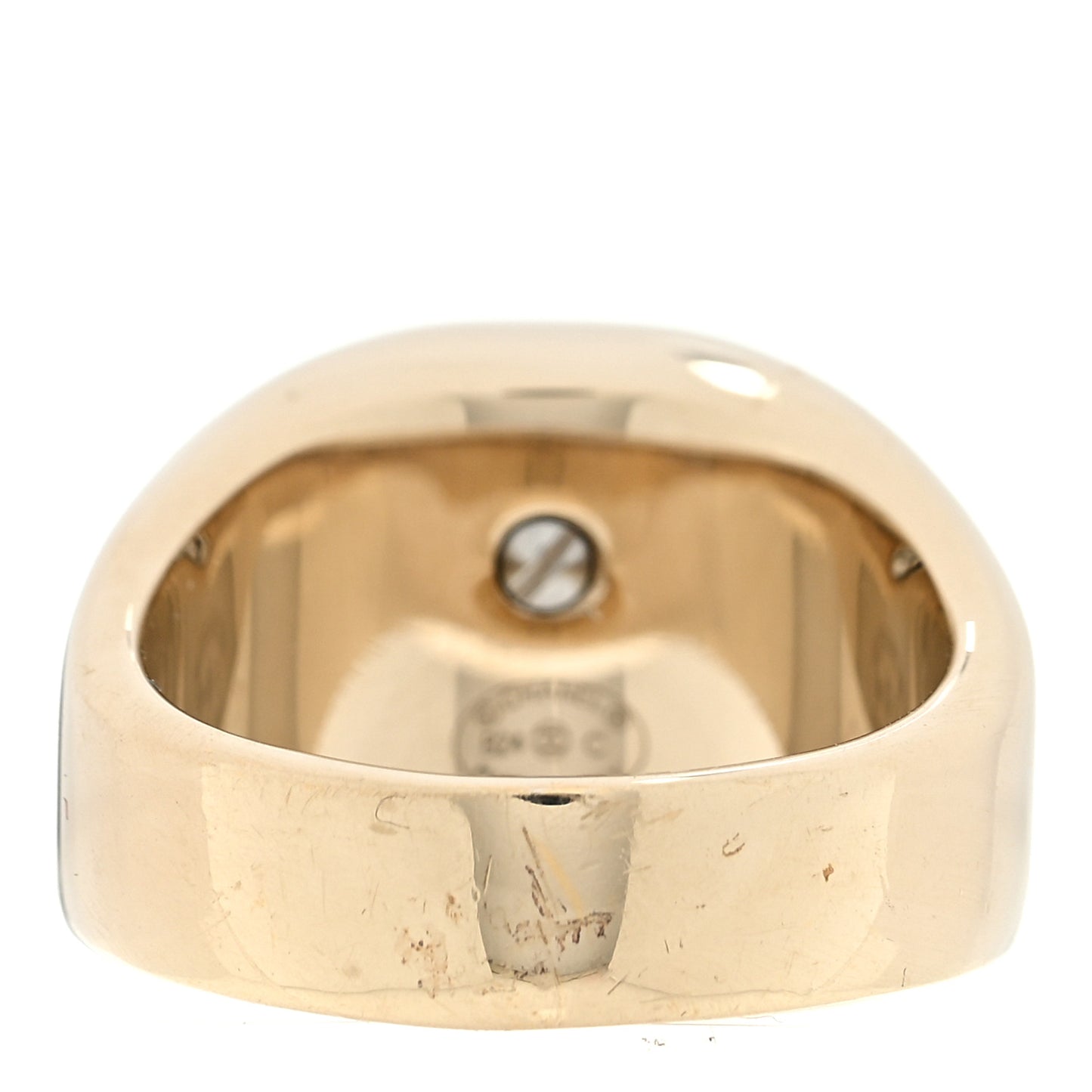 Metal Crystal CC Signet Ring 54 6.75 Light Gold