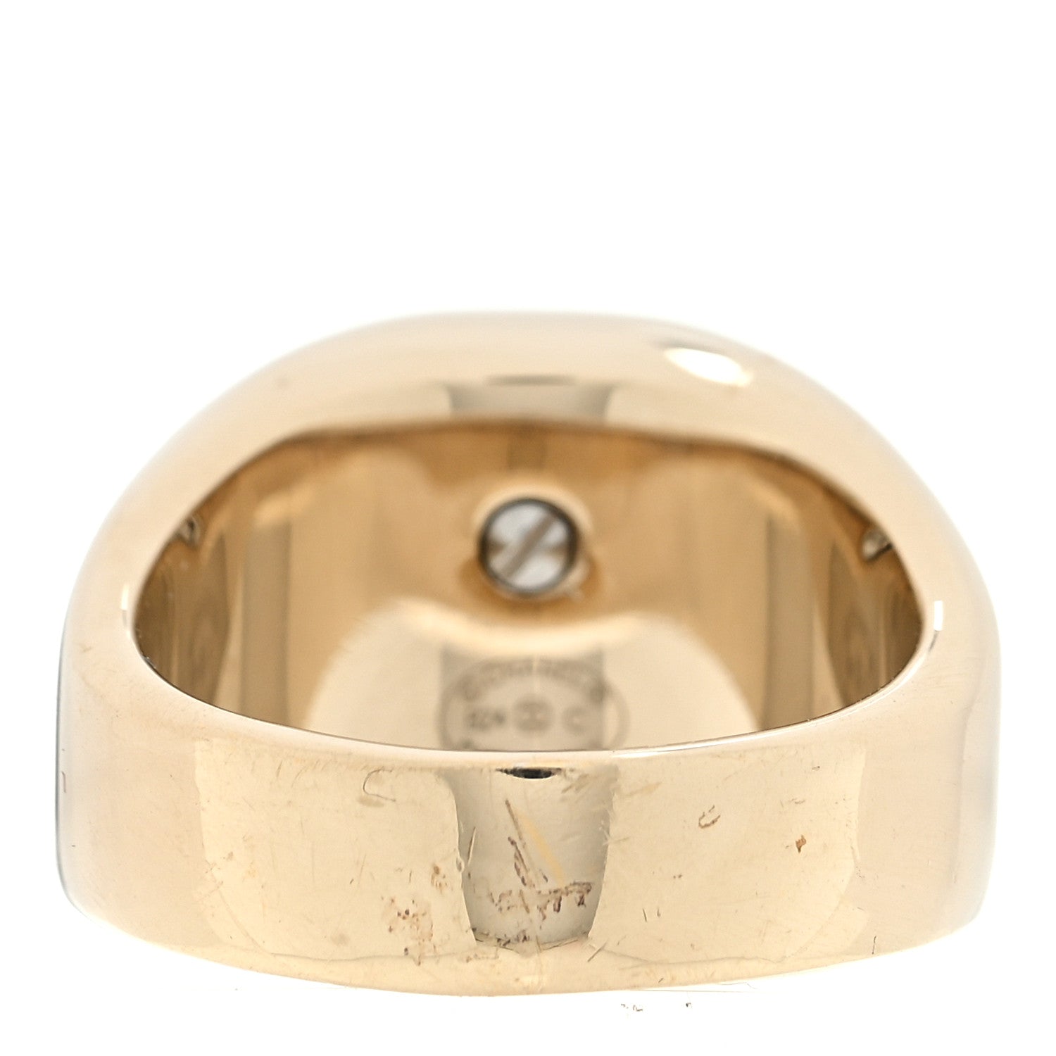 Chanel Metal Crystal CC Signet Ring 54 6.75 Light Gold 3 of 5