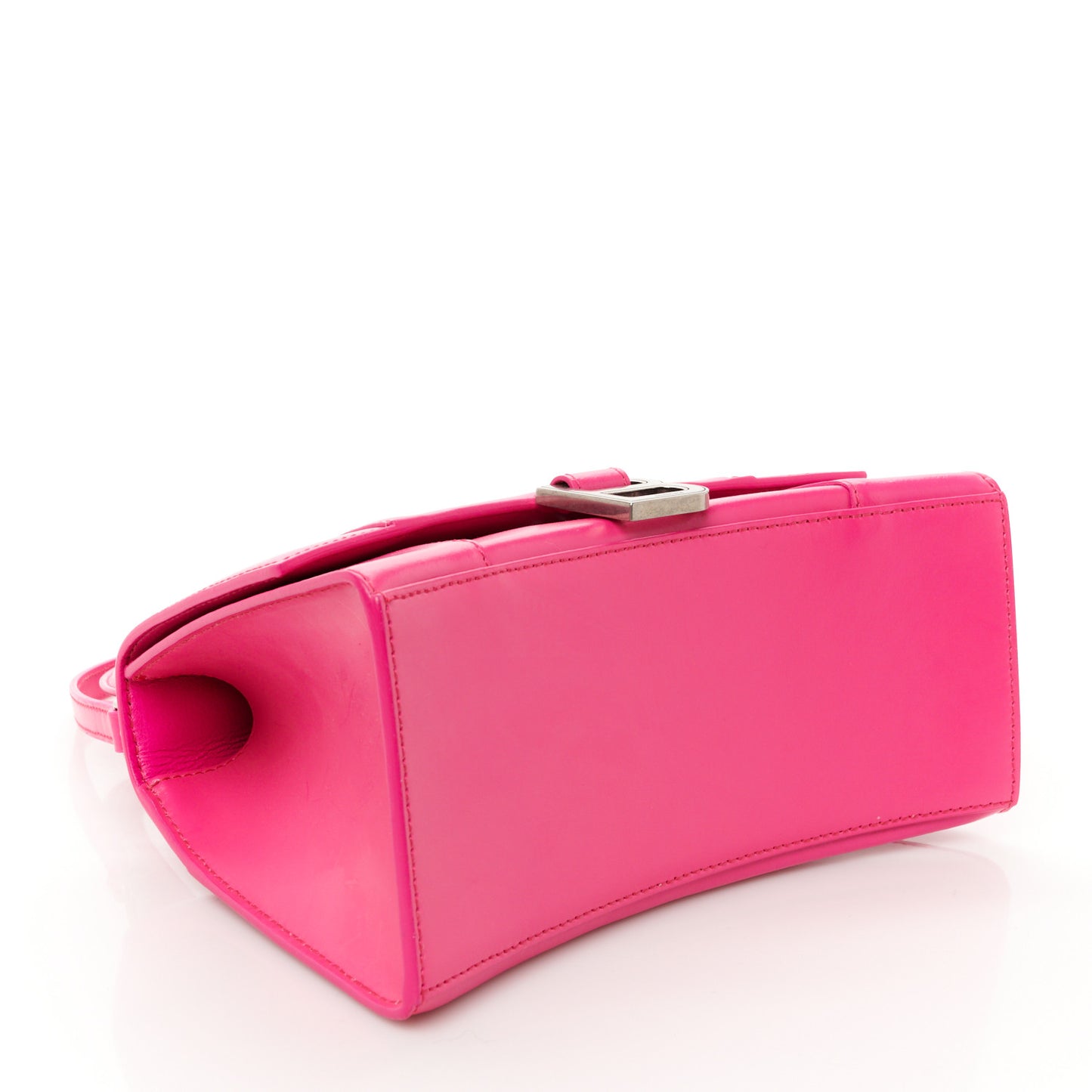 Shiny Box Calfskin Small Hourglass Top Handle Bag Acid Fuchsia