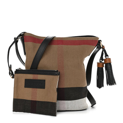 Burberry Canvas Mega Check Mini Ashby Tassel Crossbody Black 1 of 9