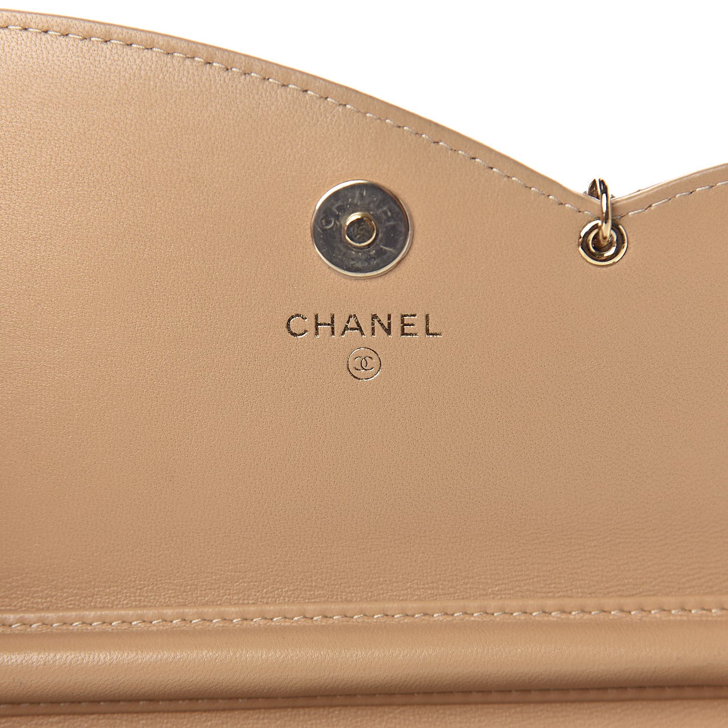 Lambskin Quilted Chain Infinity Wallet On Chain WOC Light Beige