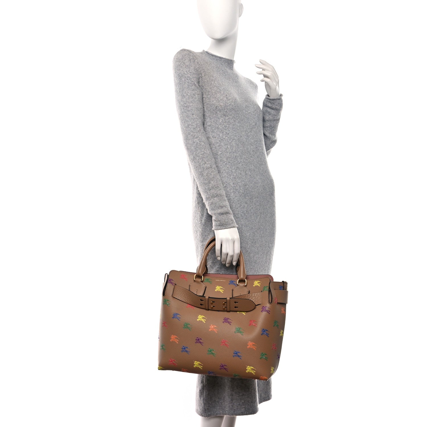 Burberry Marais Calfskin Horse Rainbow Medium Belt Bag Camel 2 of 8