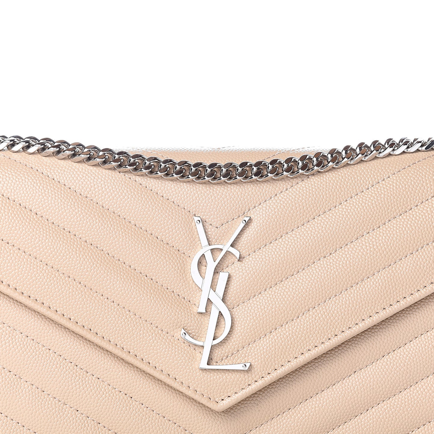 Grain De Poudre Matelasse Chevron Monogram Chain Wallet Nude Powder