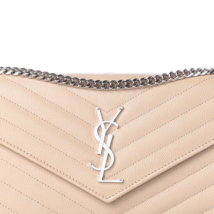 Saint Laurent Grain De Poudre Matelasse Chevron Monogram Chain Wallet Nude Powder 8 of 8