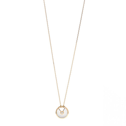 Cartier 18K Yellow Gold Diamond Mother of Pearl SM Amulette de Cartier Pendant Necklace 1 of 4