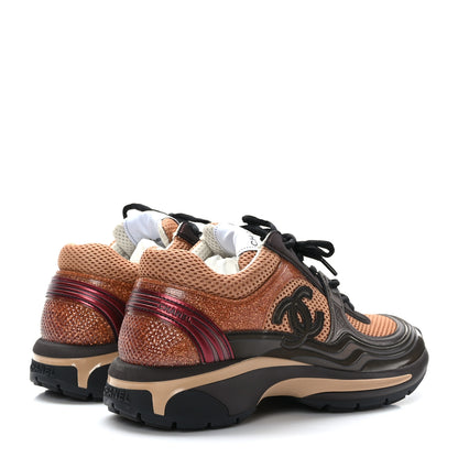 Chanel Fabric Laminated Calfskin Stretch CC Womens Sneakers 38 Brown Dark Grey 4 of 8