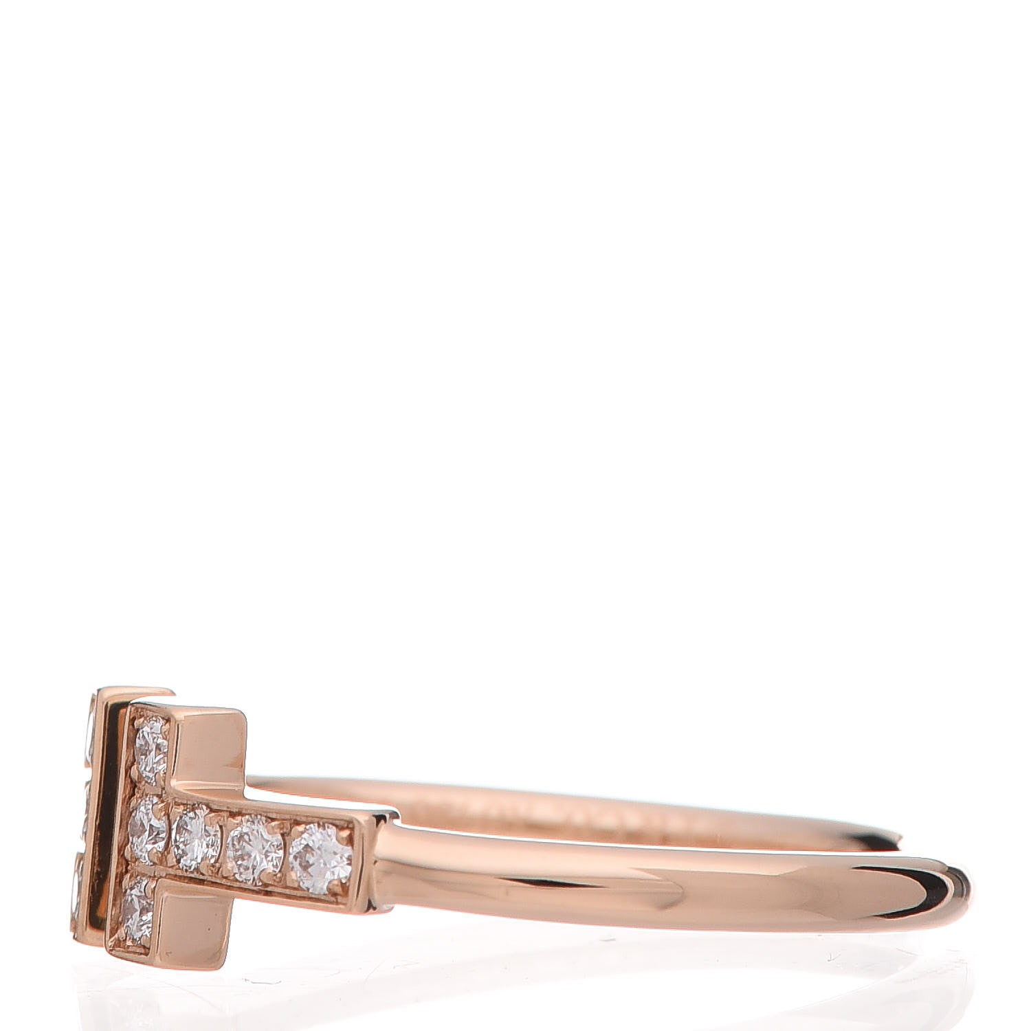Tiffany 18K Rose Gold Diamond T Wire Ring 49 5 3 of 6