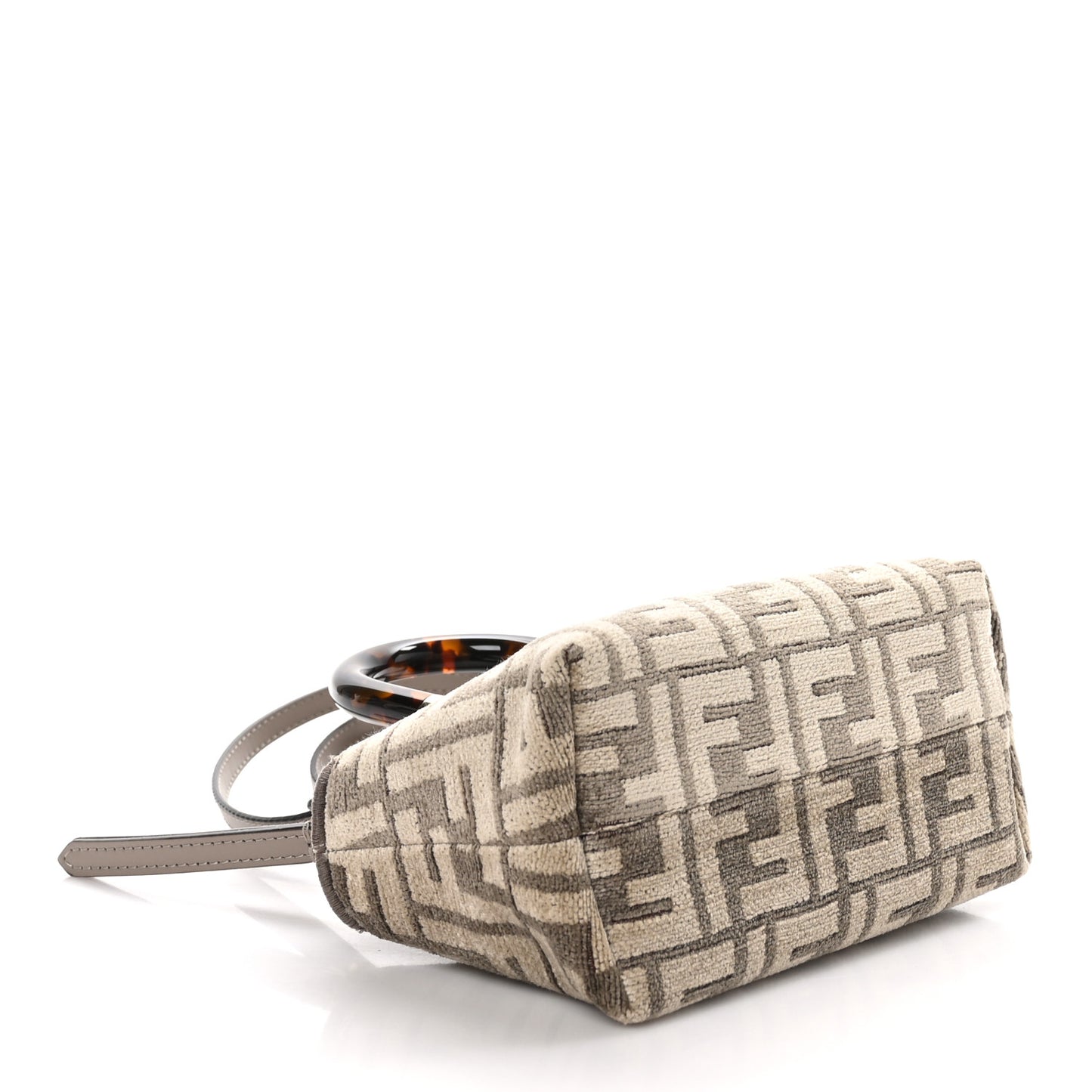 Chenille Vitello King Plexiglass FF Mini By The Way Top Handle Boston Bag Tortora Nuvola