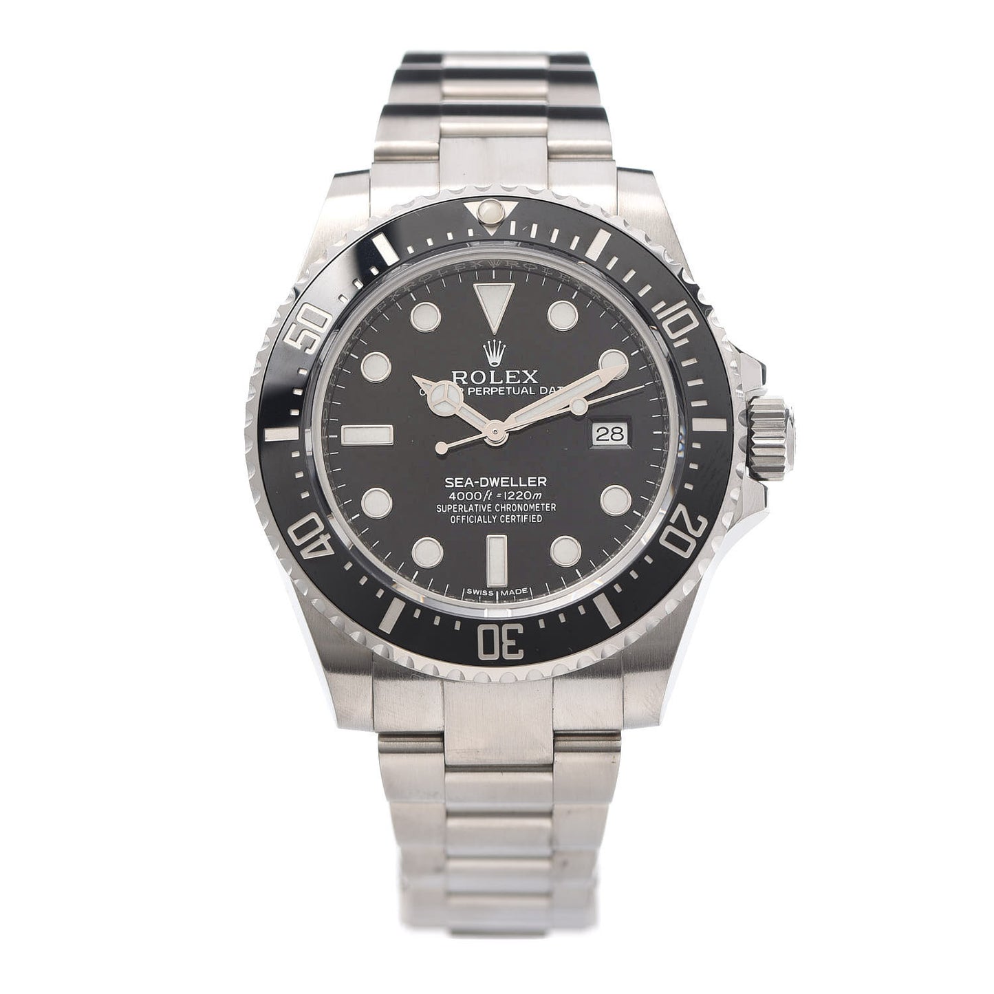 Stainless Steel 40mm Oyster Perpetual Date Sea-Dweller Watch Black 116600
