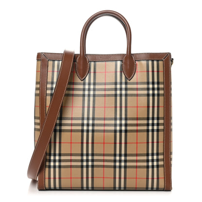 Burberry Vintage Check Calfskin Kane Tote Bag Beige Brown 1 of 9