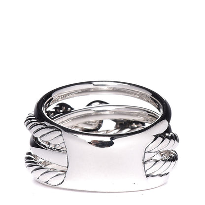David Yurman Sterling Silver Diamond 14mm Crossover Cable Buckle Ring 54 7 4 of 5