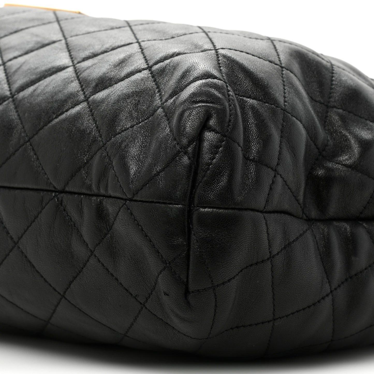 Lambskin Quilted Maxi Icare Shopping Tote Black