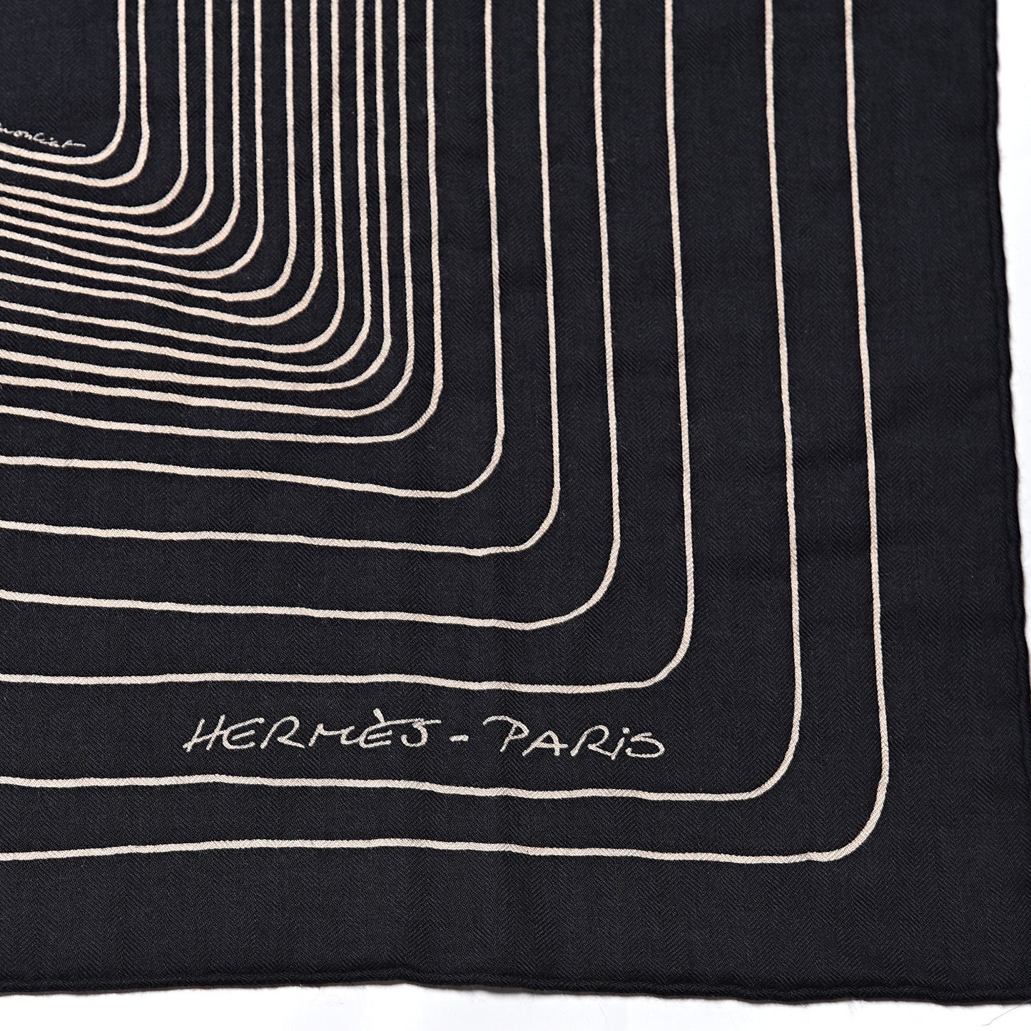 Cashmere Silk Pegase Paysage Shawl 140 Beige Black