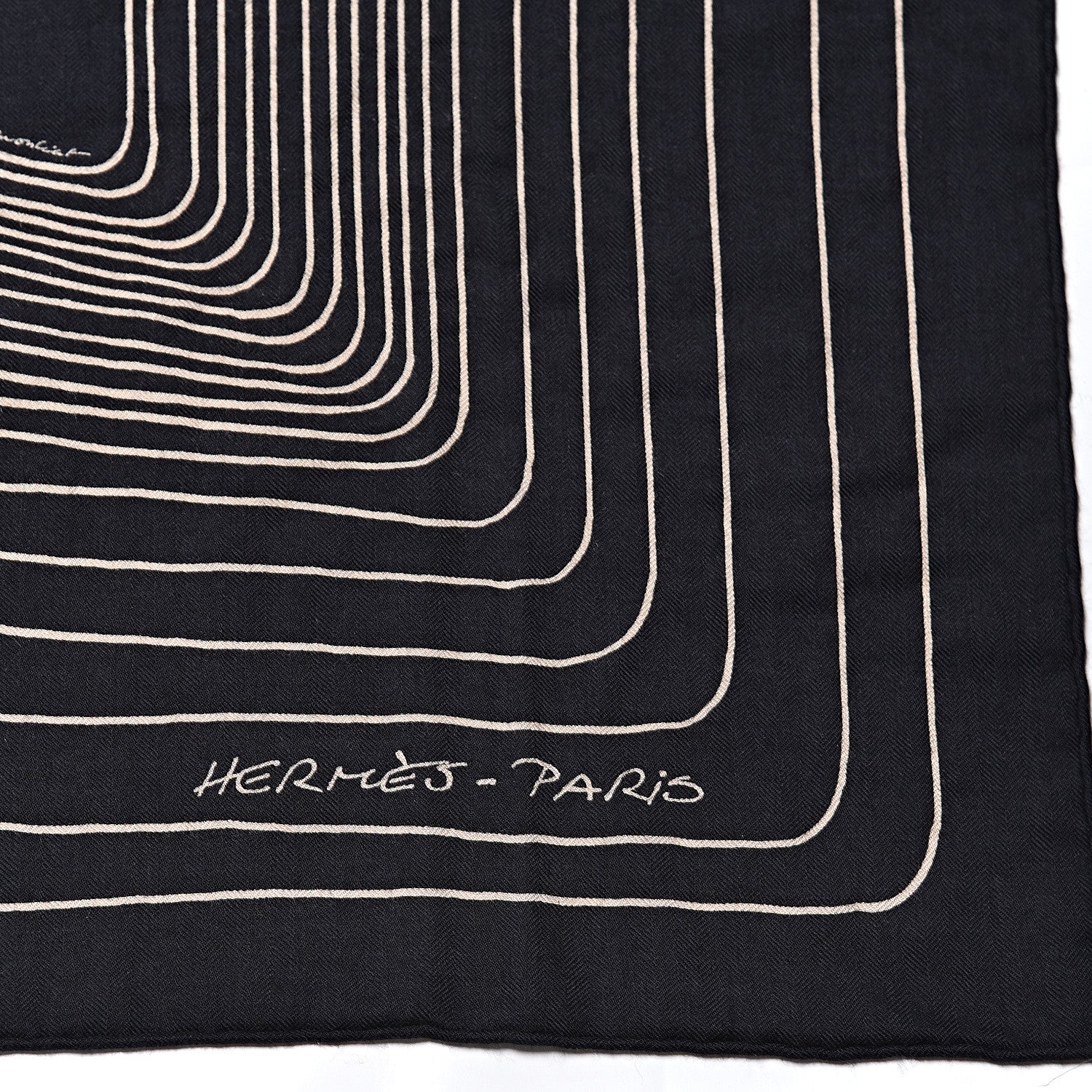 Hermes Cashmere Silk Pegase Paysage Shawl 140 Beige Black 3 of 5