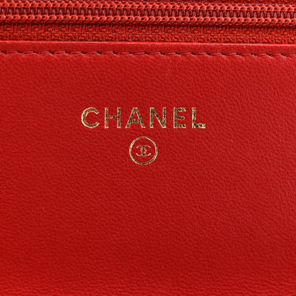Chanel Lambskin Quilted Boy Wallet On Chain WOC Red 6 of 21