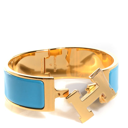 Hermes Enamel Clic Clac H Wide Bracelet PM Bleu Azure 4 of 6