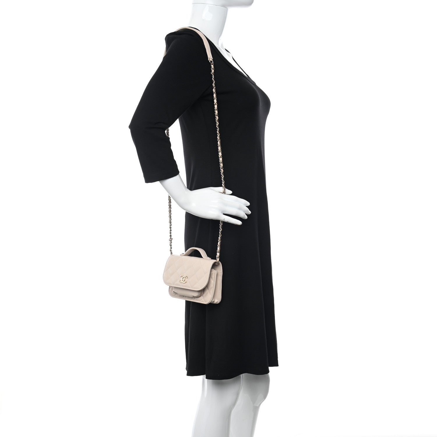 Chanel Caviar Quilted Business Affinity Clutch With Chain Flap Beige 3 of 11