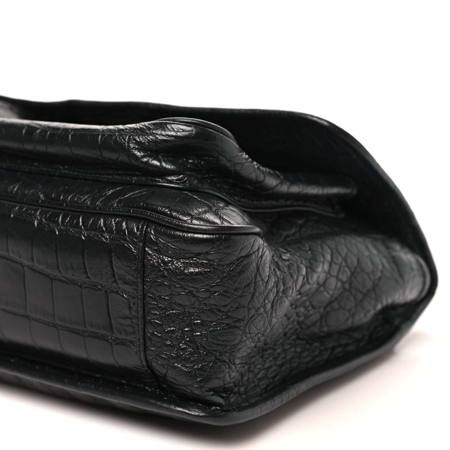 Saint Laurent Crocodile Embossed Lambskin Monogram Medium Niki Chain Satchel Black 10 of 10