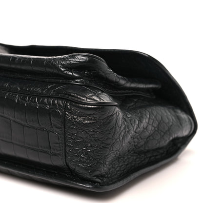 Saint Laurent Crocodile Embossed Lambskin Monogram Medium Niki Chain Satchel Black 10 of 10