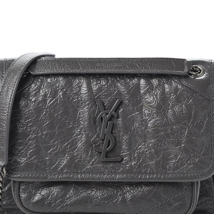 Saint Laurent Crinkled Calfskin Matelasse Monogram Baby Niki Chain Satchel Storm 8 of 8