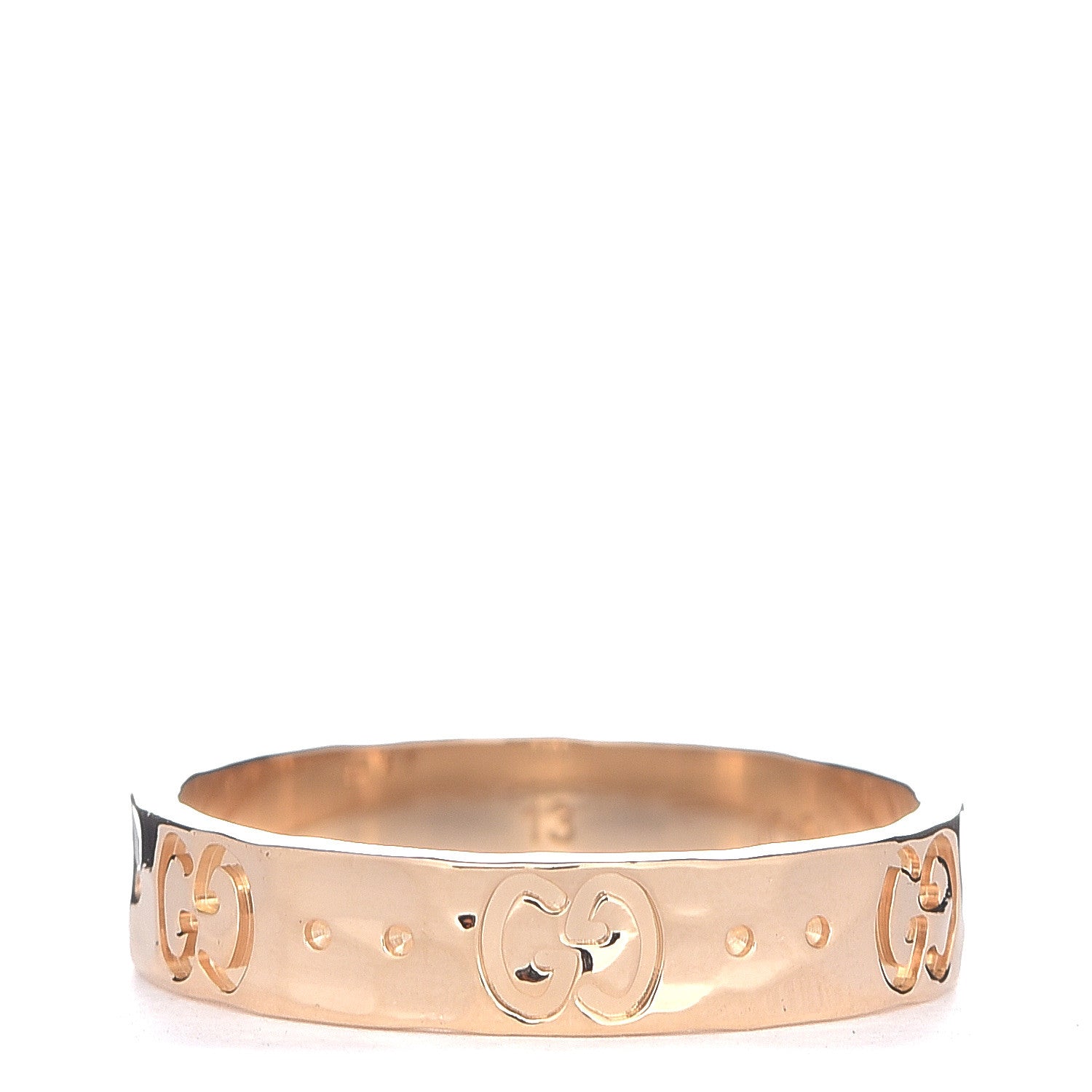 Gucci 18K Yellow Gold 4mm Hammered Icon Thin Band Ring 53 6.25 3 of 6