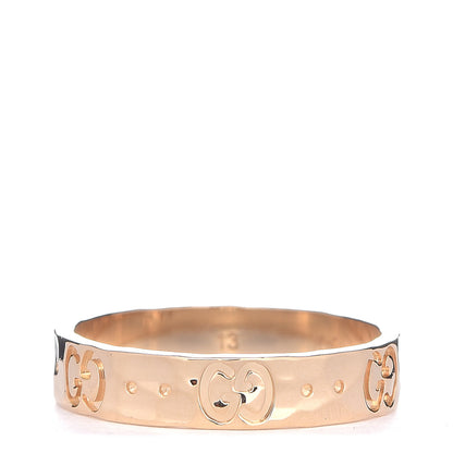 Gucci 18K Yellow Gold 4mm Hammered Icon Thin Band Ring 53 6.25 3 of 6