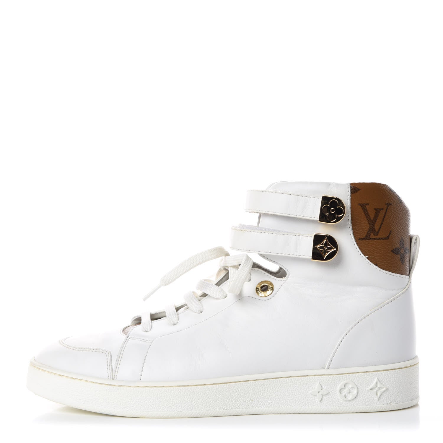 Louis Vuitton Calfskin Reverse Monogram Boombox High Top Sneakers 38 White 1 of 17
