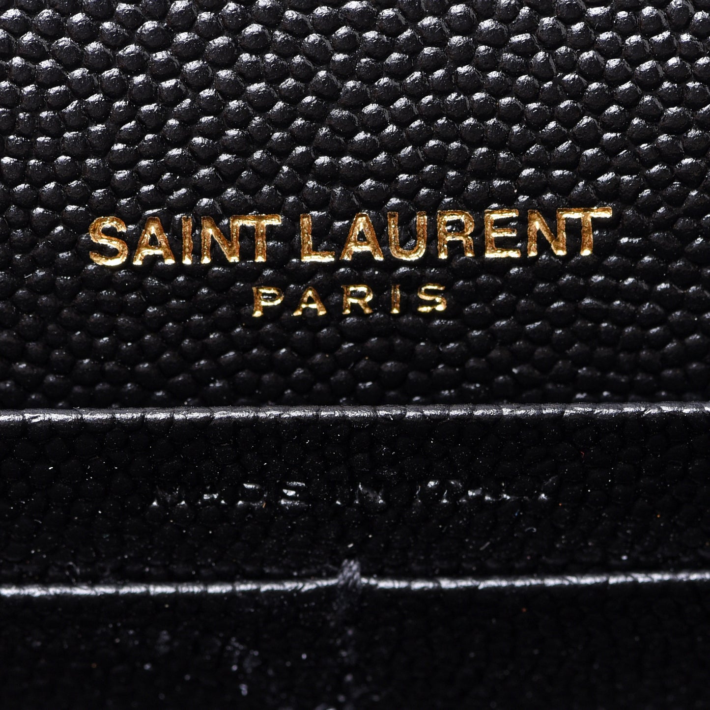 Grain De Poudre Matelasse Chevron Monogram Envelope Chain Wallet Black