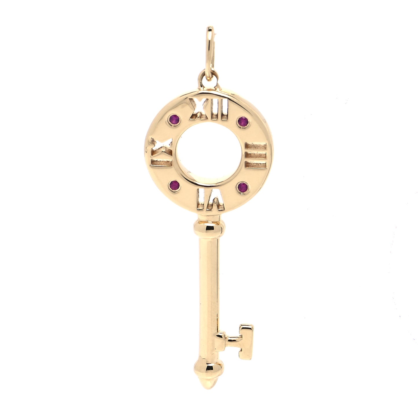 18K Yellow Gold Ruby Atlas Pierced Key Pendant