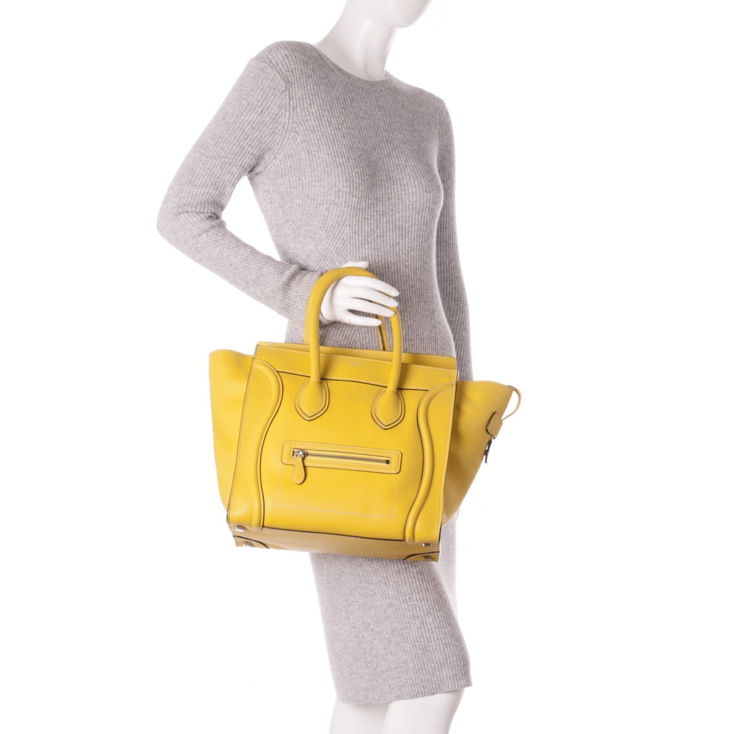 Drummed Calfskin Mini Luggage Citron