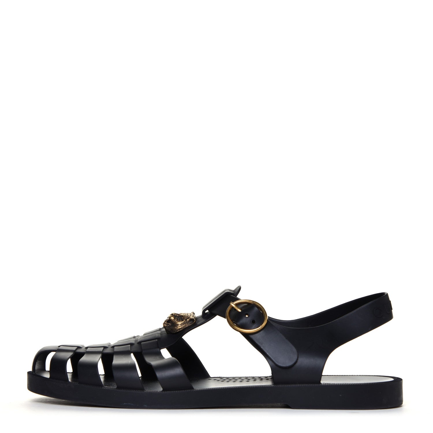 Gucci Rubber Mens Buckle Strap Sandal 11 Black 1 of 14