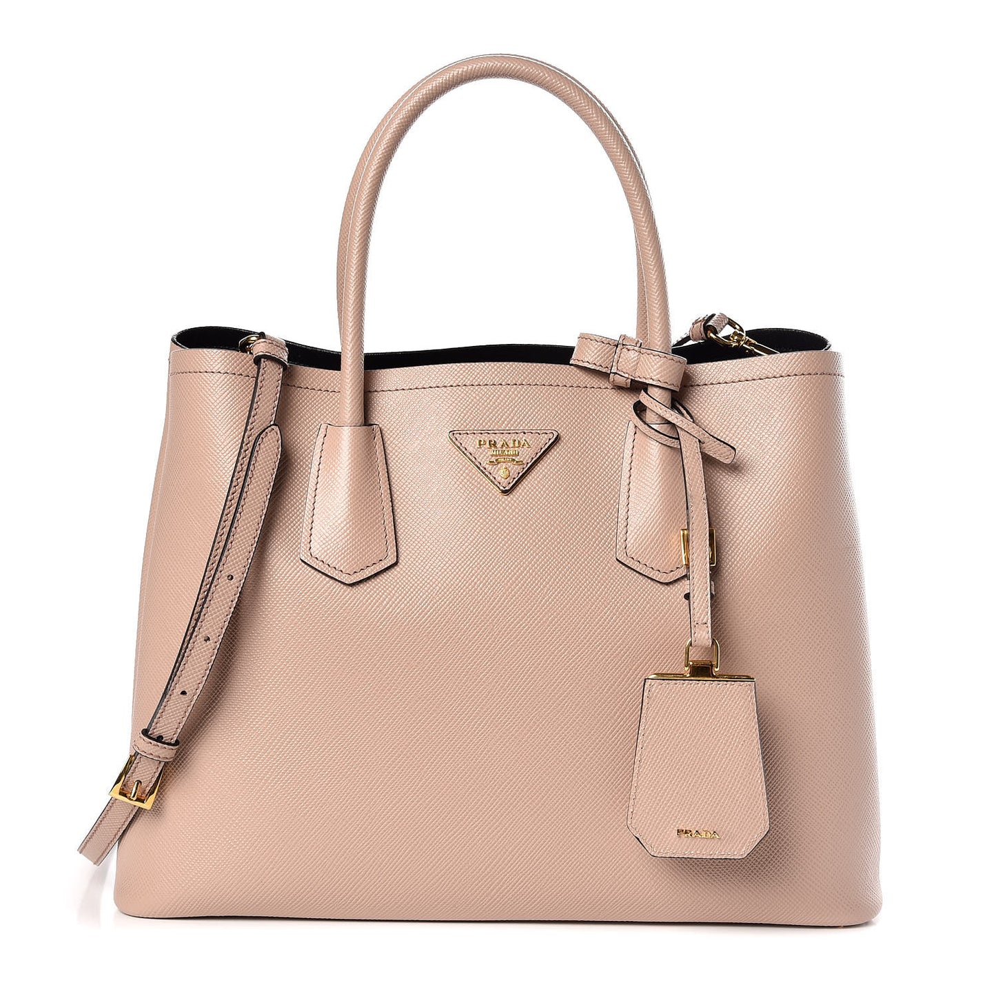 Saffiano Cuir Medium Double Bag Cammeo