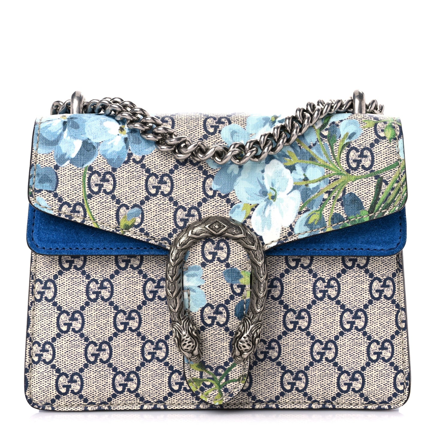 GG Supreme Monogram Blooms Mini Dionysus Shoulder Bag Beige Navy Vintage Blue
