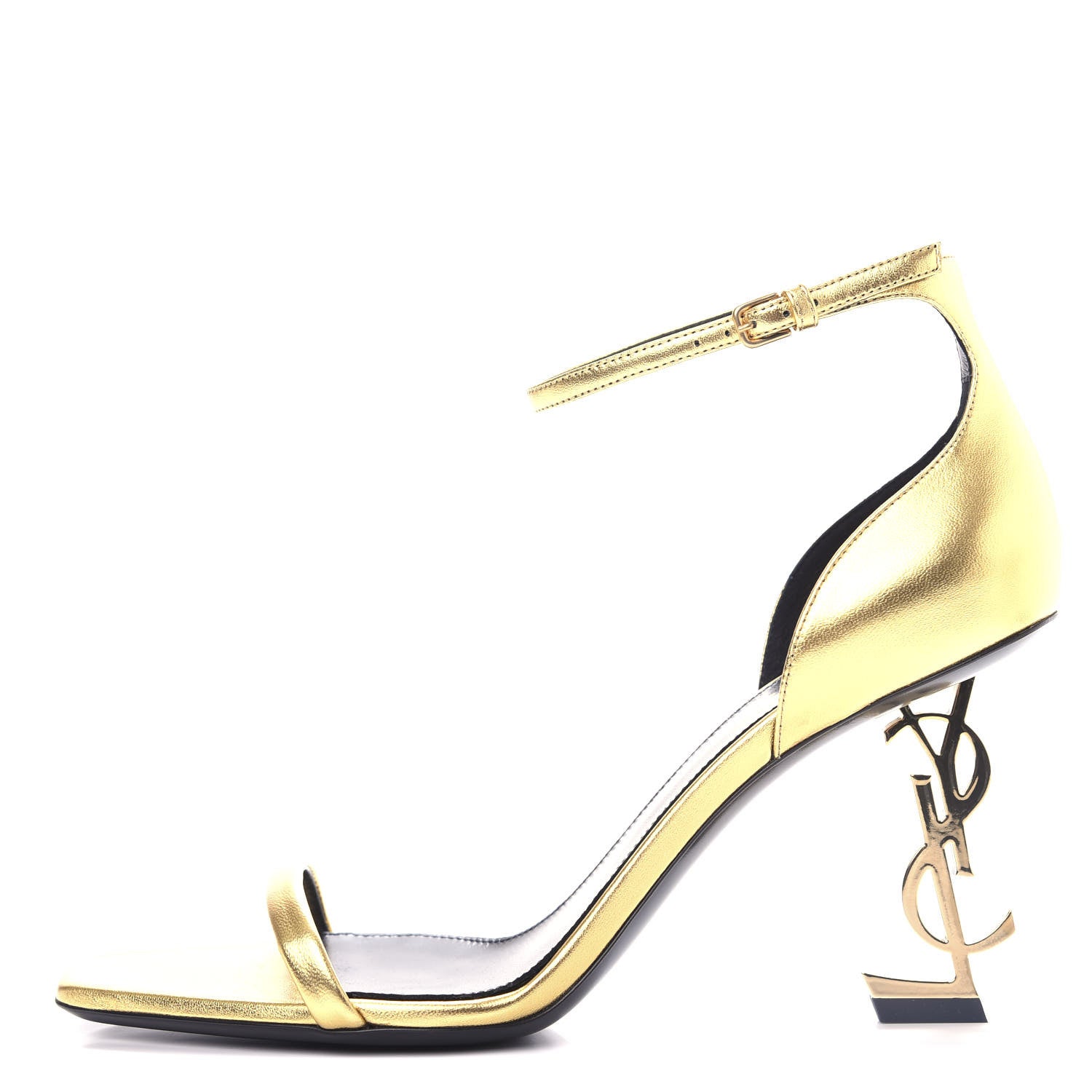 Saint Laurent Calfskin Opyum 85 Sandals 38.5 Oro 1 of 10