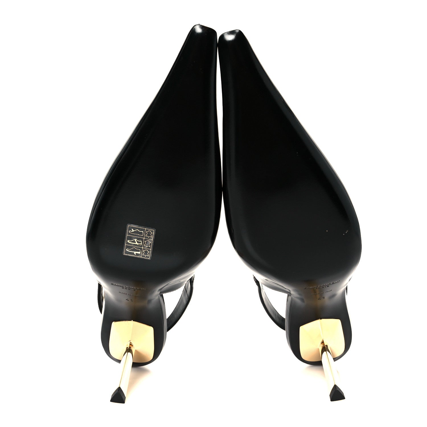 Saint Laurent Glazed Calfskin Lee Slingback Pumps 41 Black 6 of 11
