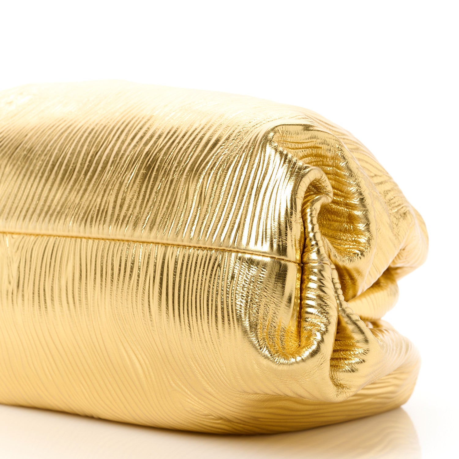 Bottega Veneta Metallic Bark Calfskin Embossed The Pouch Oversized Clutch Oro 11 of 11