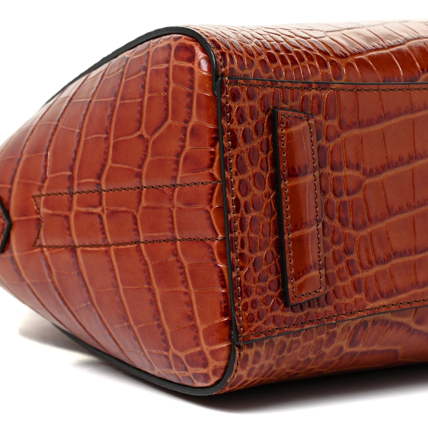Calfskin Crocodile Embossed Mini Antigona Cognac