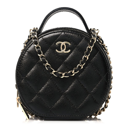 Chanel Caviar Quilted Round Handle With Care Vanity With Chain Black 1 of 10
