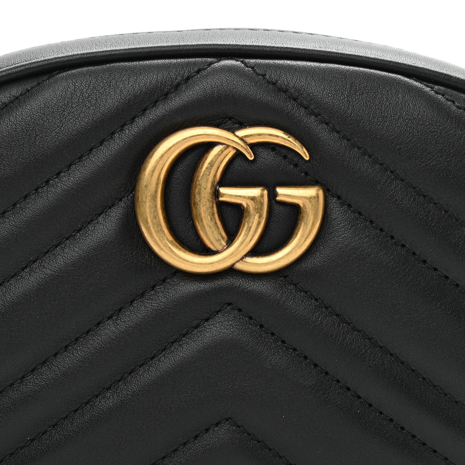 Gucci Calfskin Matelasse GG Marmont Belt Bag 85 34 Black 9 of 12