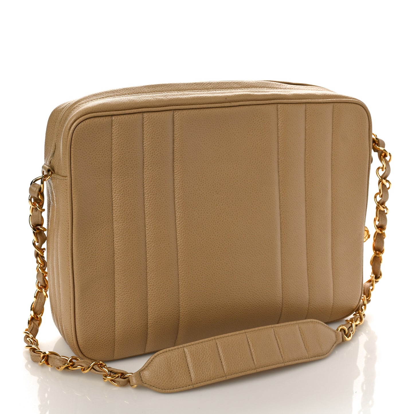 Caviar Vertical Quilt Camera Bag Beige