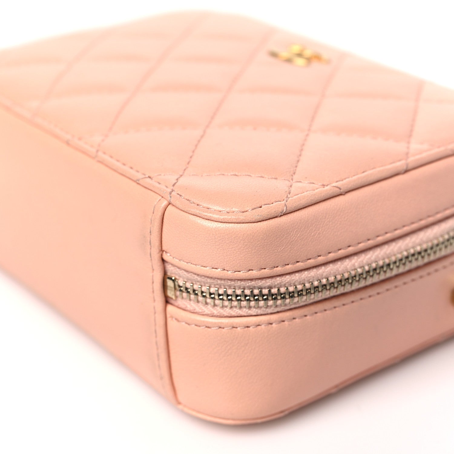 Chanel Lambskin Quilted CC Pearl Crush Camera Case Light Pink 11 of 11