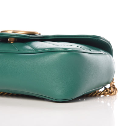 Gucci Calfskin Matelasse Super Mini GG Marmont Shoulder Bag Emerald Green 6 of 10